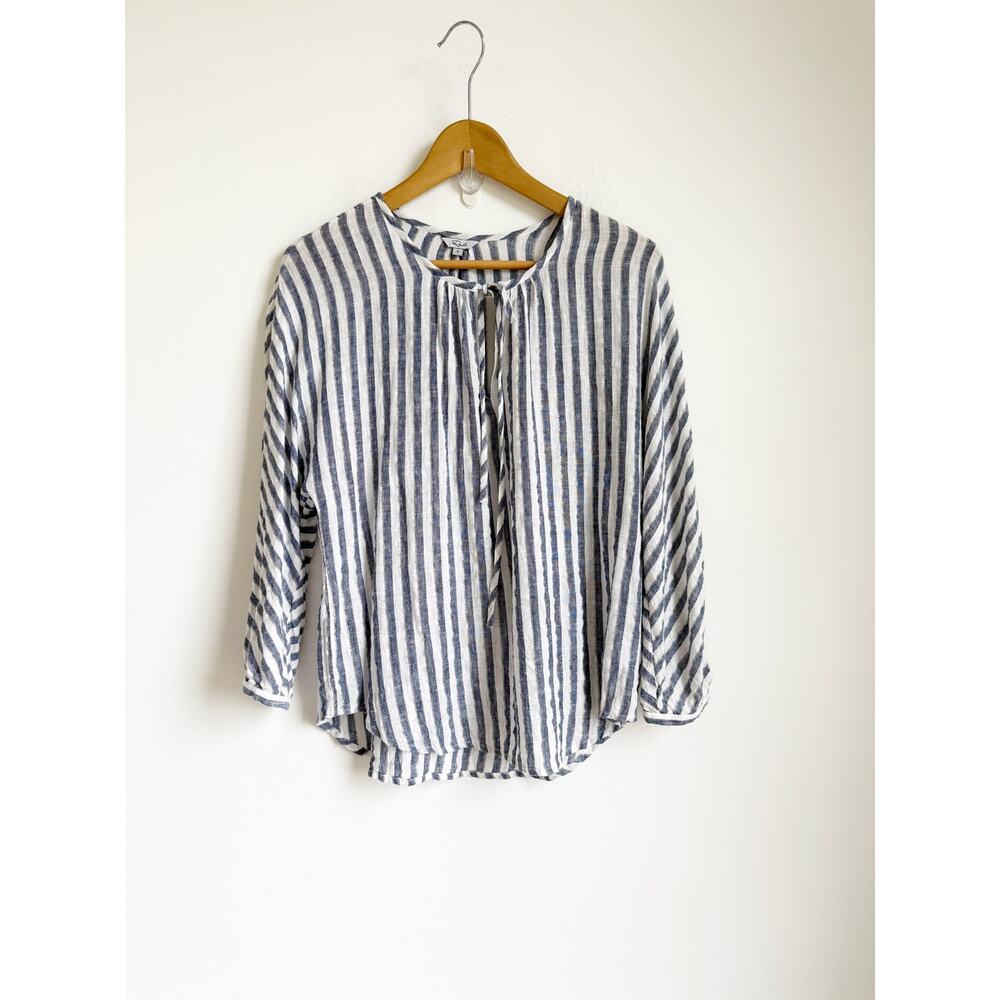 Rails Nina Rio Stripe linen blend top blue white Small - Picture 2 of 5